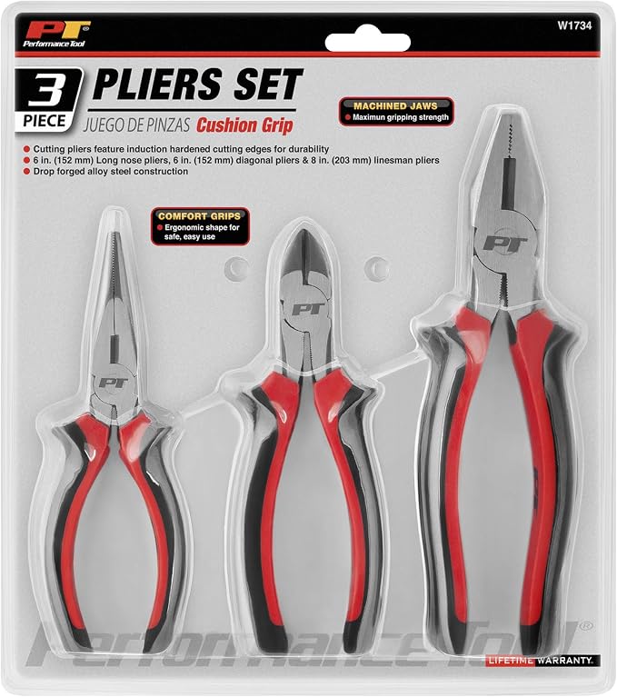 Performance Tool W1734 3pc Pliers Set