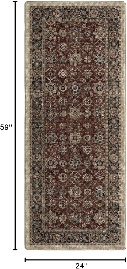 Color&Geometry Anti Fatigue Kitchen Mats for Floor 24x59, Vintage Decor, Easy Clean, Waterproof & Oil Proof, 0.4" Thick Cushioned, Non-Slip Kitchen Runner Rug for Sink, Laundry, Office, Deep Russet
