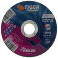 Weiler 58305 4-1/2 Inch Cutting Wheel, Tiger Ceramic Stainless Steel Superior Life & Cut Contaminant Free Max Performance Cutting, .045" CER60S Type 27 7/8" Arbor, Pack of 25