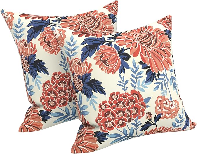 LVTXIII Outdoor Pillows 20x20 Inch, 2 Pack Large Decorative Square Throw Pillows with Inserts for Couch, Bed, Floor Seating, Patio Furniture, Vibrant Blossom