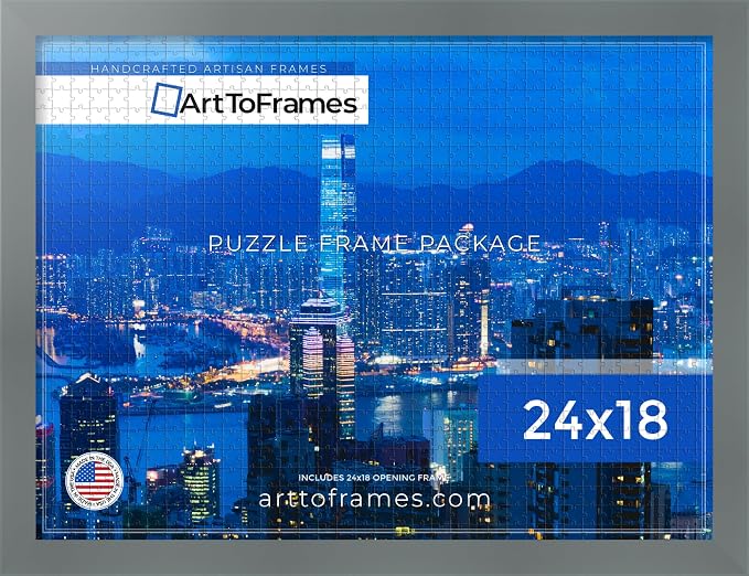 ArtToFrames Puzzle Frame for Buffalo Games 400, 750 Piece Jigsaw Puzzles, 24x18 Inch (61x46 cm), Granite Engineered Wood with Economy Acrylic, Ready to Hang Puzzle Display