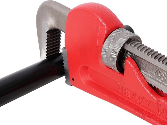 Pipe Wrench, 48" Aluminum Straight Pipe Wrench, Automatic Jaw Adjustment, Adjustable Plumbing Wrench, Easy to Carry, Ergonomic Handle, Hangable Design, for Water Pipes, Automotive Repairs