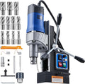 ZELCAN Mag Drill Press with 11 Core Drill Bits, 1550W Magnetic Drill with 2" Boring Dia Reverse Drilling, 2922lbf Portable Electric Magnet Drill with Stepless Speed for Metal Surface Industrial Home