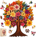 Pikoqunc Flower Tree Wooden Jigsaw Puzzle for Adults, 180 Pieces, 3mm Thick Nature Art Puzzle for Relaxation, Family Time, and Gift Giving