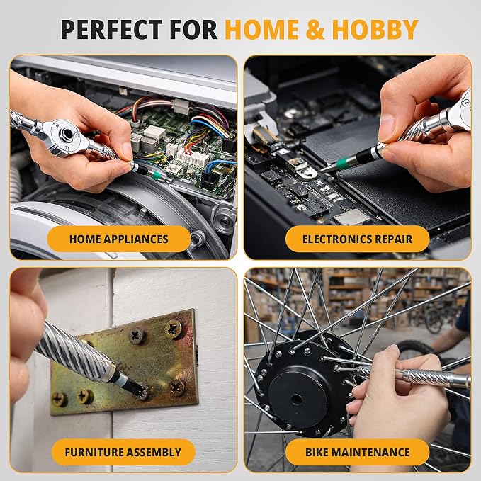 ViviDreamore 100 in1 Magnetic Ratcheting Screwdriver Set, 94 S2 Steel Bits, Storage Case for Computer, Drone, Furniture, Bicycle & DIY, Black