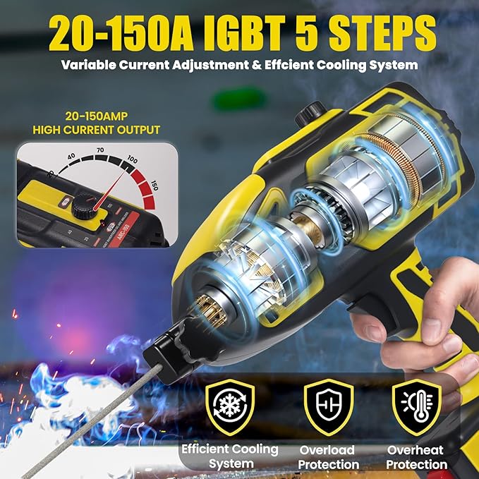 Handheld Welder Machine 110V, NeoTamarix 20-150A IGBT Inverter Portable Welder Gun with 5 Variable Current Adjustment & 20PCS Rods, Portable ARC Welding Gun Fits for 1/16"-1/8" Rods