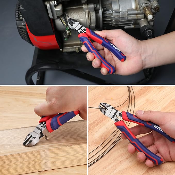 WORKPRO 6” Wire Cutters Heavy Duty CRV Steel, Diagonal Pliers for Cutting Wires Craft, Comfort Grip Handle