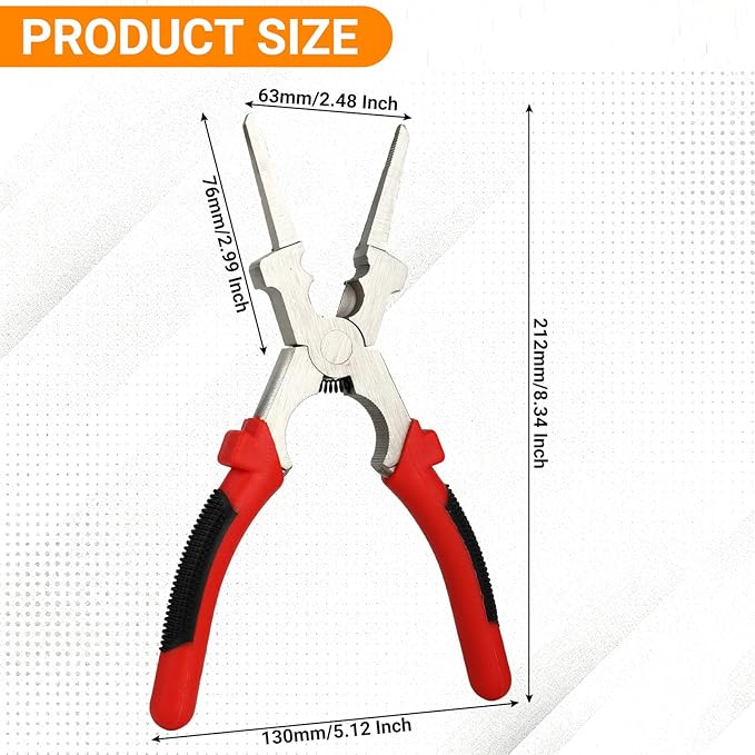 8" MIG Welding Pliers with Nickel-Plated Rust-Resistant Finish High-Carbon Steel Tool with Insulated Handle for Welding, Electrical, Mechanical & Home Use