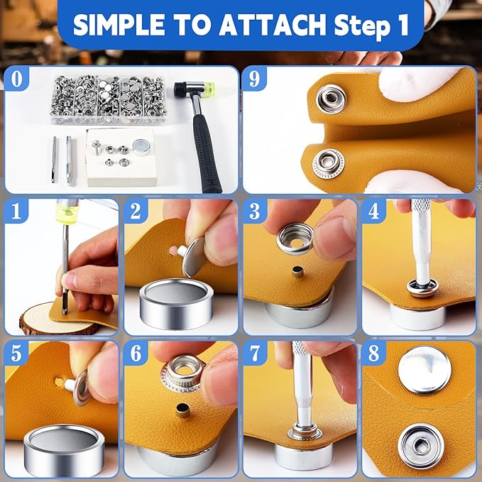 Canvas Snap Kit, Snaps Button, Heavy Duty Fastener Tool Set, 356 PCS Stainless Steel Buttons Kit,Boat Cover Snaps,Carpet Snap for DIY Repairing Boat Covers,Canvas,Sewing
