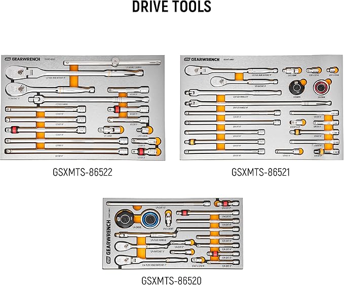 GEARWRENCH 873 Piece Master Mechanics Tool Set in Premium Modular Foam Trays with GSX Mobile Tool Storage | MEGAMOD873