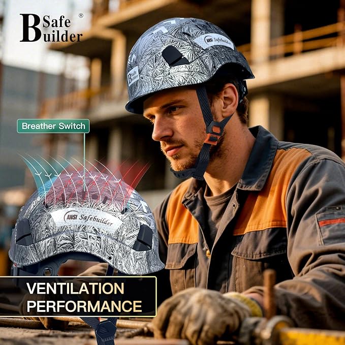 Construction Safety Helmet ABS Hard Hat Adjustable Ventilation System Hardhats Industrial Work Head Protection for Men Certified ANSI/ISEA Z89.1