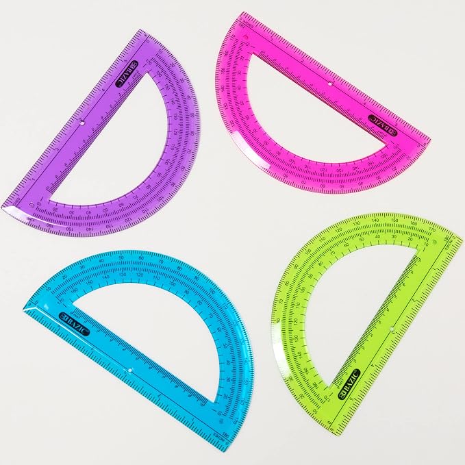 BAZIC Products 5-Piece Geometry Math Set with Zipper Pouch, Ruler Protractor Compass, for Geometry Math School, Box of 24