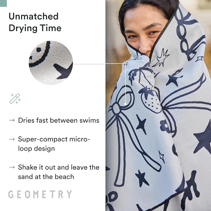 GEOMETRY Micro-Loop Beach Towel – Spring & Summer Collection – Quick-Dry, Sand-Resistant, Ultra-Absorbent Compact Towel for Beach & Travel (Abstract Life)