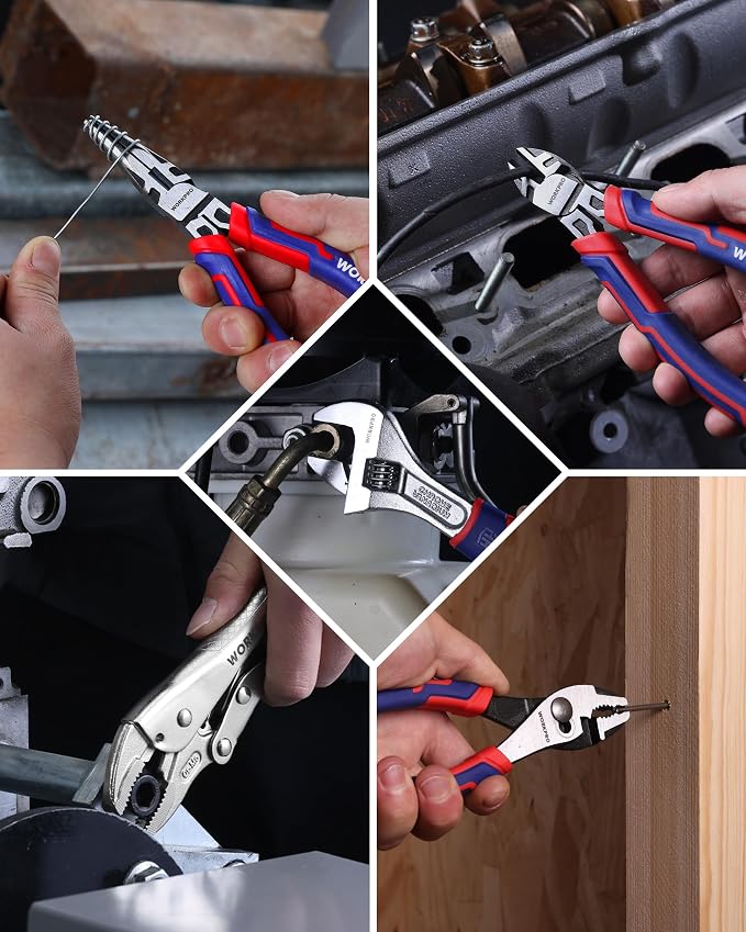 WORKPRO Pliers & Wrench Set, 12-Piece Pliers Tool Set with Organizer, Include Needle Nose, Wire Cutter, Groove Joint, Slip Joint, Long Nose, Diagonal Plier, For Home & Garage, Father's Day Suitable