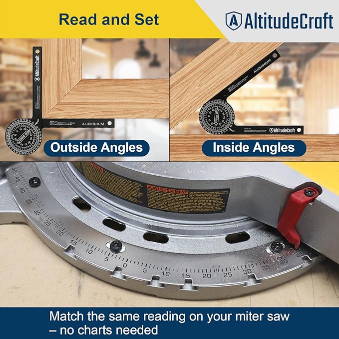 2-in-1 Crown Molding Jig & Miter Saw Protractor Set - Eliminates Math & Guarantees Stability for Precise Trim Cuts Fits DEWALT DWS780 DW718 DW716 & Other DEWALT Models