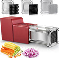 Sopito French Fry Cutter Electric Vegetable Slicer Stainless Steel with 3 Blades 1/4 3/8 1/2 Inch for Potatoes, Carrots, Cucumbers & Onions, Red