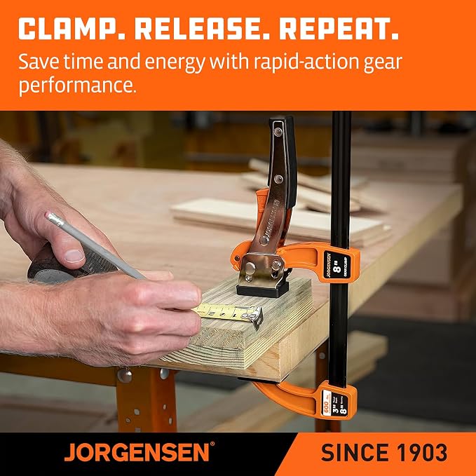 Jorgensen 8-Inch Bar Clamp Set, Ratcheting Bar Clamps, 2 Pack