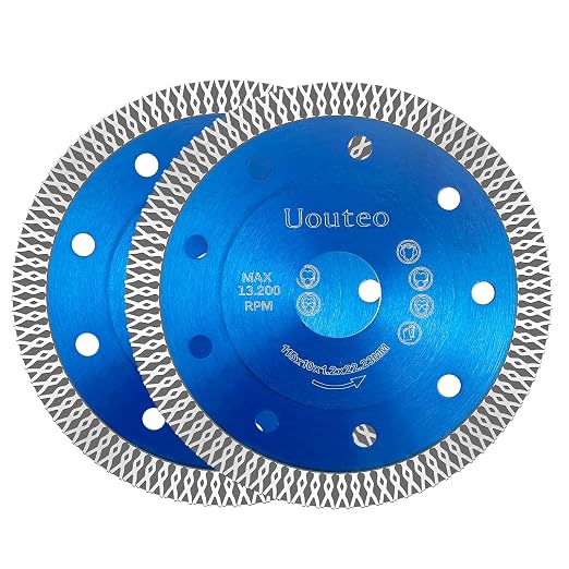 2 Pcs Diamond Saw Blade, 4-1/2 Inch Super Thin Tile Blade, Diamond Saw Blades for Angle Grinder, 4.5" Tile Blade for Smooth Cutting Marble Ceramics Porcelain Tiles(4.5 inch-2Pcs-Blue)