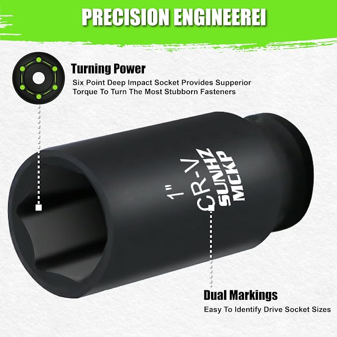 SUNHZMCKP 30-Piece 1/2" Drive Impact Socket Set, SAE (3/8"- 1") and Metric (10mm-24mm) Deep Socket Set, Including Impact Extension Bar 3 ", 5", 10" and 1/2" Socket Adapter, 6 Point Design, CR-V