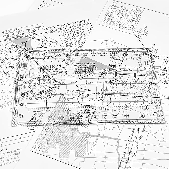 CYA Square Military Map Coordinate Scale Protractor Map for Land Navigation, Military Style UTM/MGRS Coordinate Scale