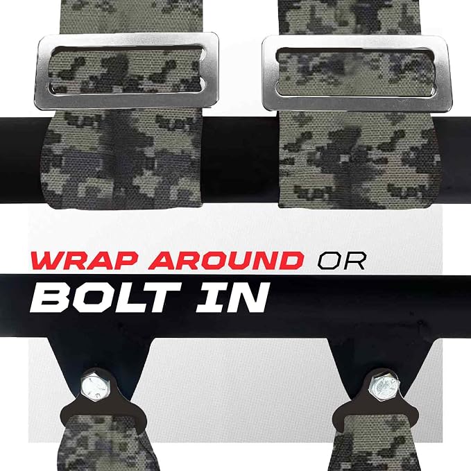 1pc 50 Cal Camo 4pt 4 Point Harness 3 inch straps, Racing Harness Seat Belt | Ultra Kush padding, Push Button quick release hardware. Universal Fit for UTV, RZR, race car