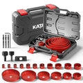 KATA 24PCS Hole Saw Kit, Hole Saw Set with 3/4"-6" (19-152mm) Saw Blades, Multi-Size Hole Cutter Drill Bits, Mandrel in Case, Clean Cutting Holesaw for Soft Wood, Drywall, Plywood, PVC, Plastic, Red