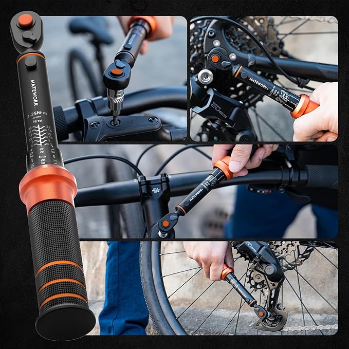Matework 1/4-Inch Drive Click Torque Wrench, 3-25 Nm/26.6-221.3 in.lb, Bike Torque Wrench Inch Pounds with 72-Tooth Dual-Direction, Small Bike Tool for Bicycle, MTB Maintenance, ±3% High Precision