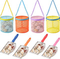 8 Pcs Sand Sifter with Shelling Bags for Beach Mesh Shovel with Mesh Bag for Shell Collecting Shark Tooth Sifter Filter Sand Scooper for Picking up Shells Beach Essentials Vacation Tools