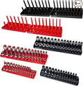 EACELIY Socket Organizer Tray Set,1/2", 1/4" and 3/8" SAE & Metric Deep & Shallow Socket Holder Kit, Deep and Shallow Socket Holders for Toolboxes(sockets not included) 丨8PCS