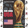 FIFA USA Poster-2 Wooden Puzzle for Adult, 200 Pieces Irregular Shape Puzzle, 5MM Thick, Creative Collectible Gift for Fans, Officially Licensed Product, 9.3 x 12