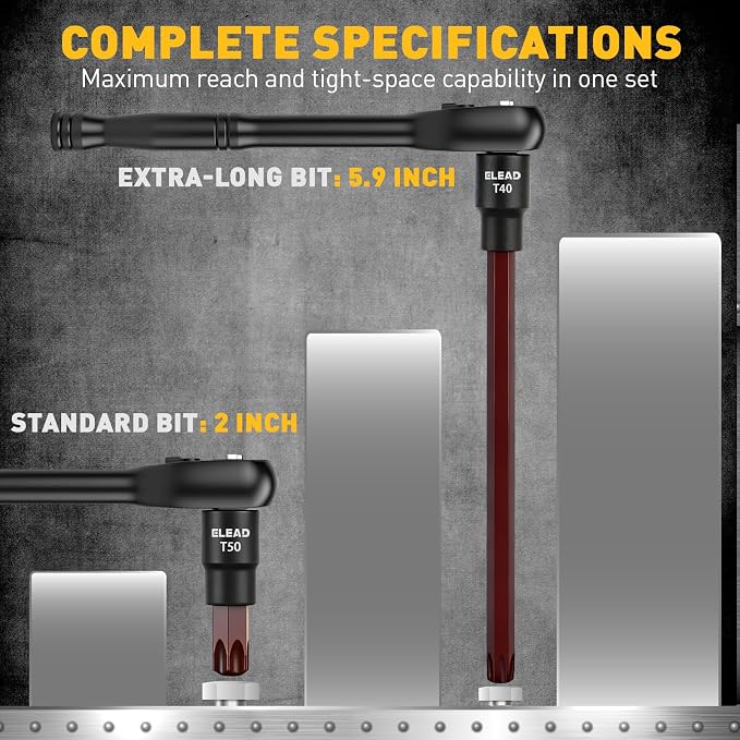 112-Piece Torx and Allen Bit Socket Set, 1/4", 3/8",1/2" Drive Bit Socket Set with Ratchet Wrench, Adapters, Extra Long & Tamper Proof torx/Hex/Ball End Hex/E-torx, SAE & Metric