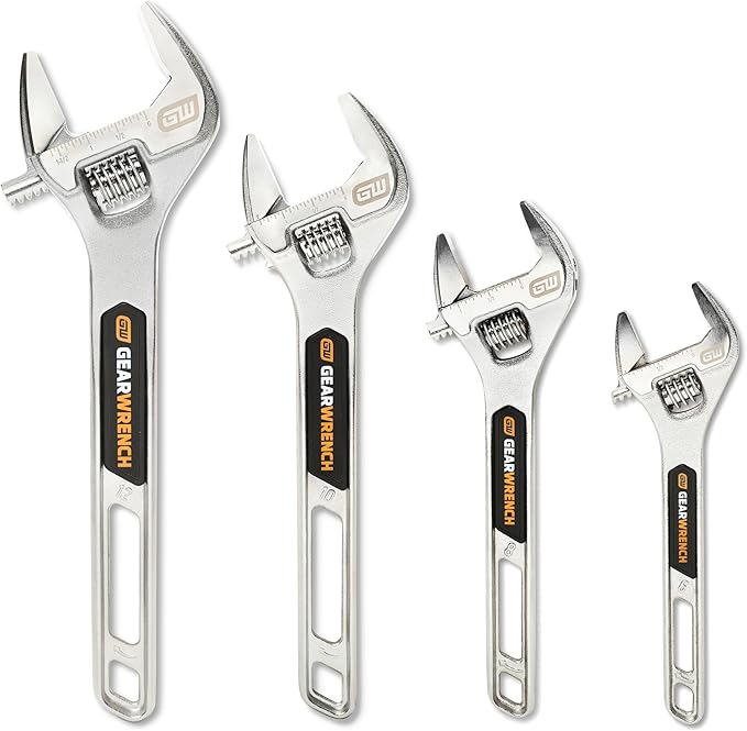 GEARWRENCH 4 Piece 6", 8", 10", 12" Chrome Adjustable Wrench Set | 89755