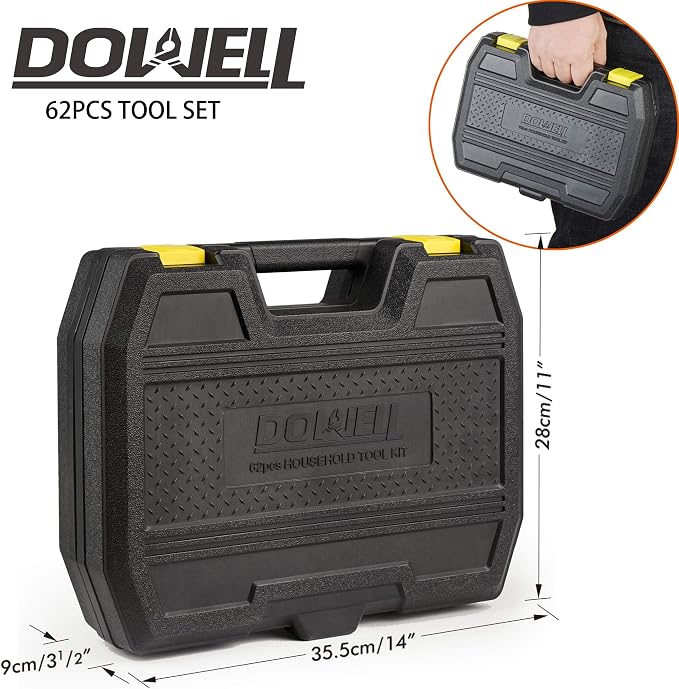 DOWELL Tool Set, 62PCS Tool Kit, Homeowner Wrench Pliers Screwdriver Set