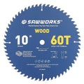 SawWorks 10" 60T ATB Carbide Circular Saw Blade, Clean Finish for Table Saw, for Cabinet Makers & Fine Woodworkers, 5/8" Arbor
