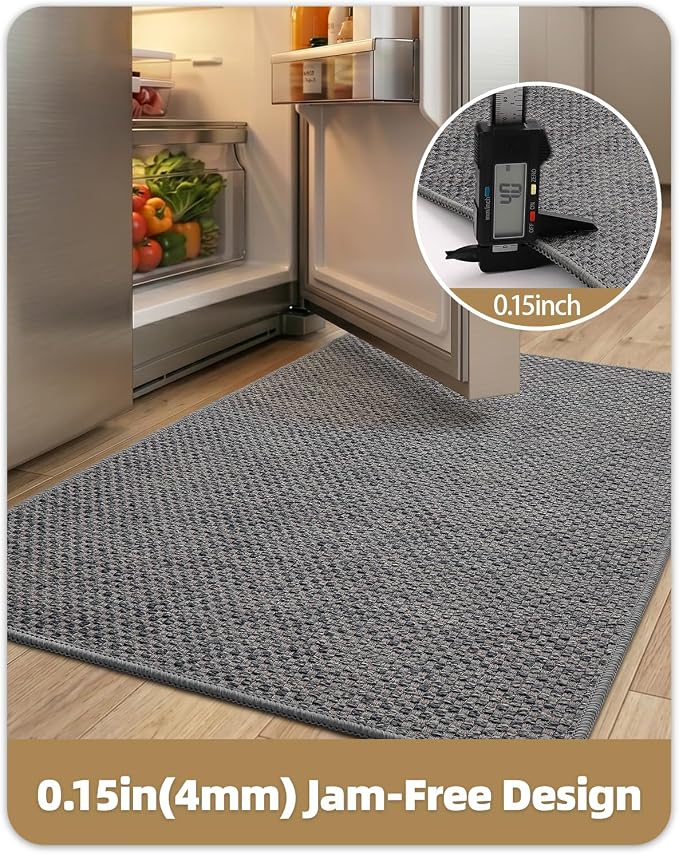 Color&Geometry Kitchen Rugs and Mats Non Slip Washable, Absorbent,Woven Kitchen Runner Rug Easy to Clean Kitchen Floor Mats for in Front of Sink, Laundry Room, Hallway, 24"x72", Light Grey
