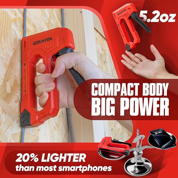 Light Duty Staple Gun for Wood, Red Upholstery Staple Gun Kit with 2000pcs JT21 Staples 1/4, 5/16, 3/8 inch and Staple Remover, Stapler Gun for Crafts, DIY, Classroom, Mothers Day Gift