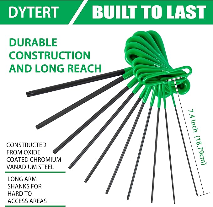30-Piece T Handle Allen Wrench Set with Metric(2-10MM) & Inch(3/32-3/8) & Torx（T9-T50 Allen Hex Keys Wrench Set, 7.4 inches long, Cushion Grip