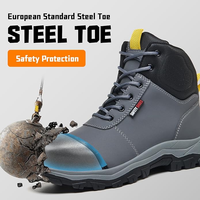 Work Boots for Men,Lightweight Breathable High Top Steel Toe Boots,Indestructible Steel Toe Shoes,Non Slip Safety Work Shoes.