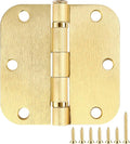 1 Pack Ball Bearing Door Hinges Satin Brass 3.5 Inch 5/8" Radius Round Anti Squeak Interior 3-1/2"Flat Iron Bifold Standard Office Bedroom Indoor for Doors 3 ½" Hardware Home House Decor Accessories