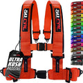 1pc 50 Cal Orange 4 Point Harness 2in Straps, Racing Harness Seat Belt | Ultra Kush padding, Push Button quick release hardware. Universal Fit for UTV, RZR, race car.