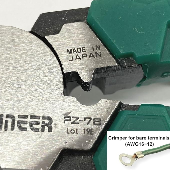 Engineer PZ-78 Side Cutting Linemans Pliers with Unique Screw Extractor Gripping Jaws, High Leverage Design, Vertical Serrations to remove a screw head securly, Crimper for Bare Terminals