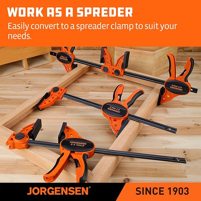 Jorgensen 36" E-Z Hold Medium-Duty Bar Clamps, 400 lbs Load Limit, 2-Pack