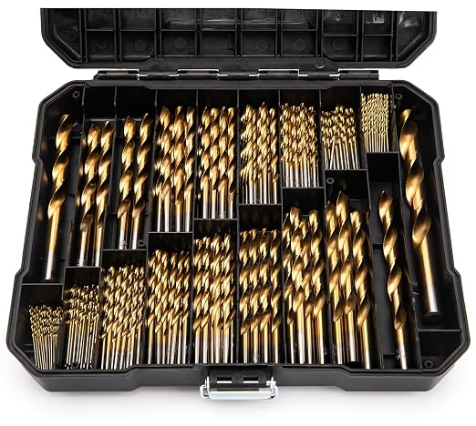 230 Pcs Titanium Twist Drill Bit Set for Metal and Wood,135°Tip High Speed Steel Titanium Drill Bit Kit Set, Drill Bits Kit for Wood, Aluminum Alloy, Metal, Plastic with Storage Case, 3/64"-1/2"