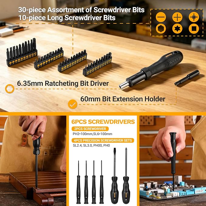 DEKOPRO 218-Piece General Household Hand Tool kit, Professional Auto Repair Tool Set for Homeowner, General Household Hand Tool Set with Plier, Screwdriver Set, Socket Set, with Portable Storage Case
