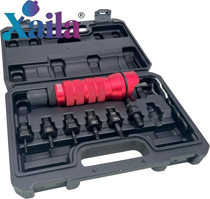 Xaila 3/8" Rivet Nut Drill Adapter Kit - M3 to M10 & 10-24 to 3/8-16, CNC Machined Power Tool Attachment Converts Your Drill into a Rivet Nut Setter, Replacement for Astro ADN38 XL Style Tools
