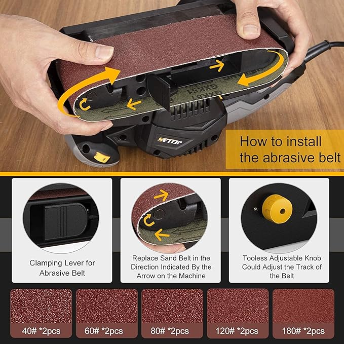 Jellas 7Amp Belt Sander 3 21-Inch with Dust Bag, Bench Sander with Variable-Speed Control, 2 in 1 Vacuum Adapter, 10 Feet (3 Meters) Length Power Cord for Woodworking