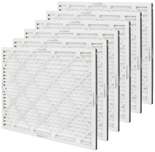 Amazon Basics 20x25x1 Air Filter 6-Pack, MERV 11 AC Furnace Filters, Dust, Pet, Allergy Control, Electrostatic, Removes Lint (Actual Size: 19.75" x 24.75" x 0.75")