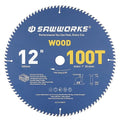 SawWorks 12" 100T ATB Carbide Circular Saw Blade, Smooth Finish for Table Saw and Miter Saw, for Detailed Trim & Molding, 1" Arbor