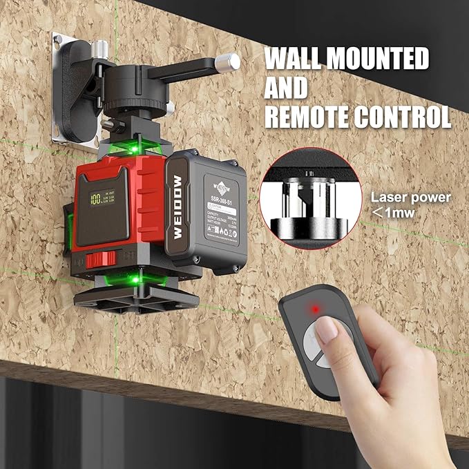 weiddw Laser Level with Tripod, Self Leveling Laser Level 4x360°, Green Line Laser 4D Laser Leveler Tool with 2Pcs Lithium Batteries for Picture Hanging, Tile, Home Renovation, Indoor