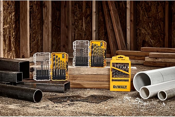 DEWALT Drill Bit Set, 14-Piece | 135 Degree Split Point | For Plastic, Wood and Metal | Pack of 5